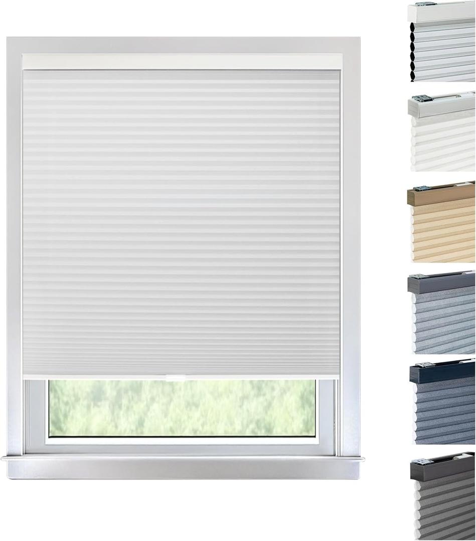 Chicology Cordless Cellular Shades, Blackout Window Blind, Evening Mist (Blackout) - 46"W X 48"H