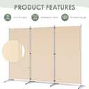 RANTILA 3 Panel Room Divider, 6 Ft Tall Folding Privacy Screen Freestanding Room Partition Wall Dividers, 102''W x 20''D x 71''H, Beige