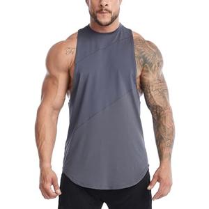 meioro Men's Workout Tank Top Mesh Patchwork Sleeveless Gym T Shirt Bodybuilding Fitness Muscle Tee Shirts (X-Large)