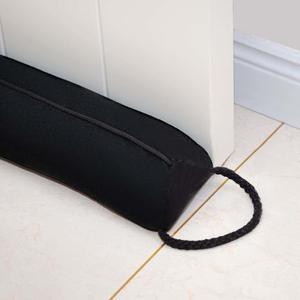 Marwood Under Door Draft Stopper 38 inch Wind Stopper for Door & Window, Removable and Washable Weighted French Air Draft Stopper Triangle Noise Blocker for Bottom of Door with Hanging Loops - Black