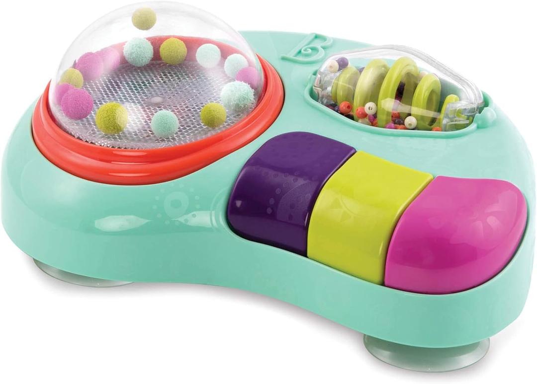 B. toys- B. baby  Baby Activity Station  High Chair Suction Cup Toy with Music & Lights  Sensory Activity Center  Developmental Toys for Babies, Infants  whirly pop-6 Months +