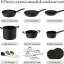 Bazova 18 Pcs Pots and Pans Set Non Stick with 12-Quart Stock Pot, Nonstick Kitchen Cookware Sets with Utensils, Large Capacity Ceramic Cookware Set, PTFE/PFAS/PFOA Free, Black