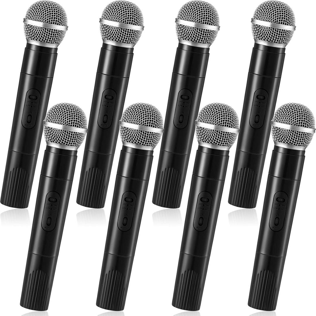 8 x Zubebe 8 Pack Fake Microphone Prop Bulk Pretend Plastic Microphone Toy Fake Mic Pack for Costume Karaoke Music Cosplay Party Favor Arts Crafts Centerpiece Decor