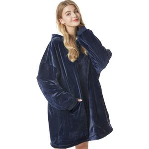 Felicigeely Blanket Hoodie Wearable Blanket Sweatshirt Oversized Hooded Blanket Sweater Gift for Women (35 Inch, Blue)