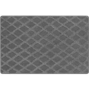 PURE ERA Carpet Stair Tread Landing Mat Tape Free Self Adhesive Non Slip Skid Resistant Indoor Doormat Area Rug Floor Mat for Kitchen Bathroom Workstations Washable 2' X 3' (Gray Diamond Trellis)