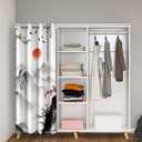 Chinese Mountain Door Curtain for Doorway Privacy 34x80 Inch 1 Panel Kids Landscape Painting Red Plum Closet Door Cover Boy Girl Chinese Traditional Culture Darkening Curtain Sunset (Orange Red Black)