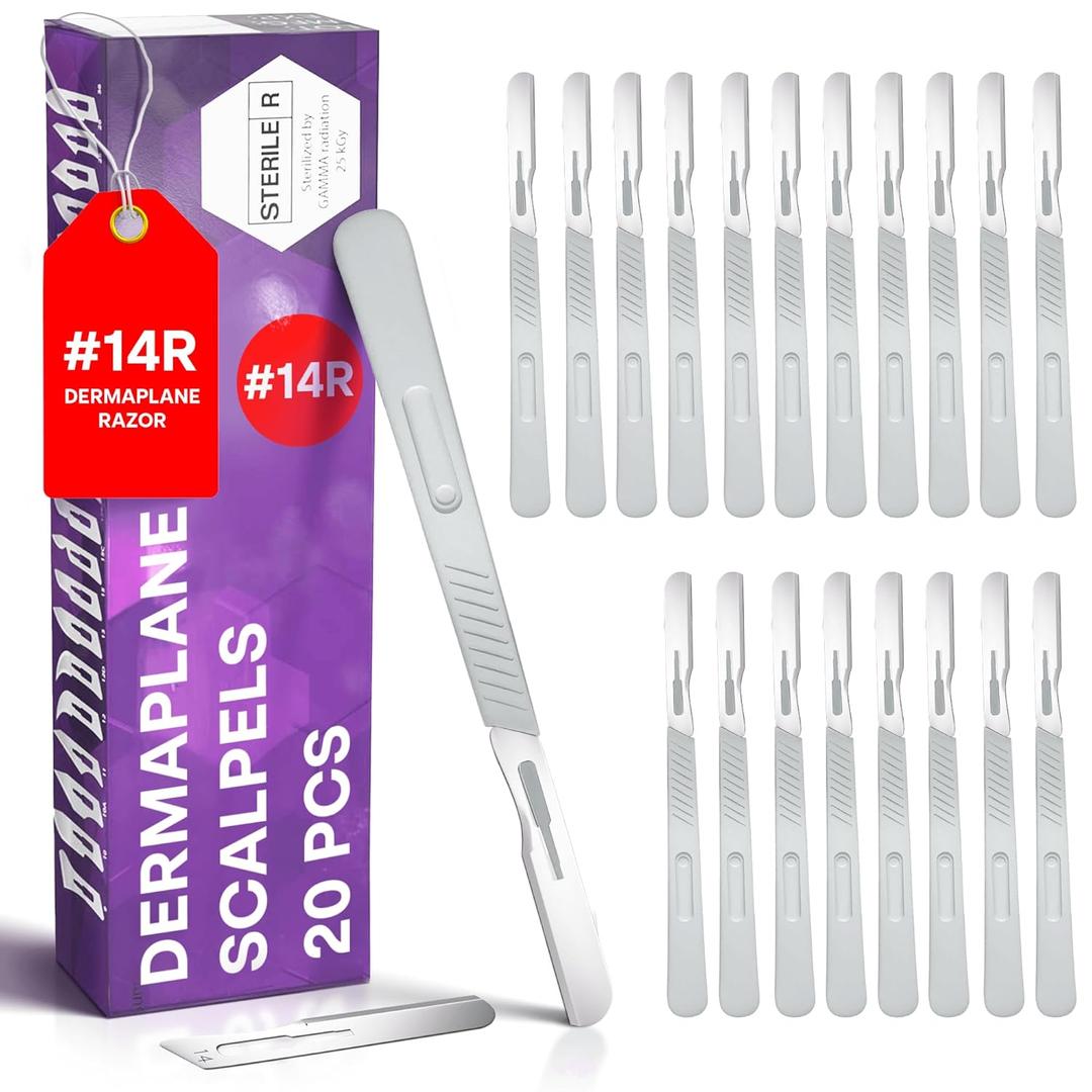 MyMed Disposable 14R Dermaplaning Razors - Pack of 20 Dermaplane Razor for Women Face, Dermaplane Scalpels Dermaplaning Tool for Face