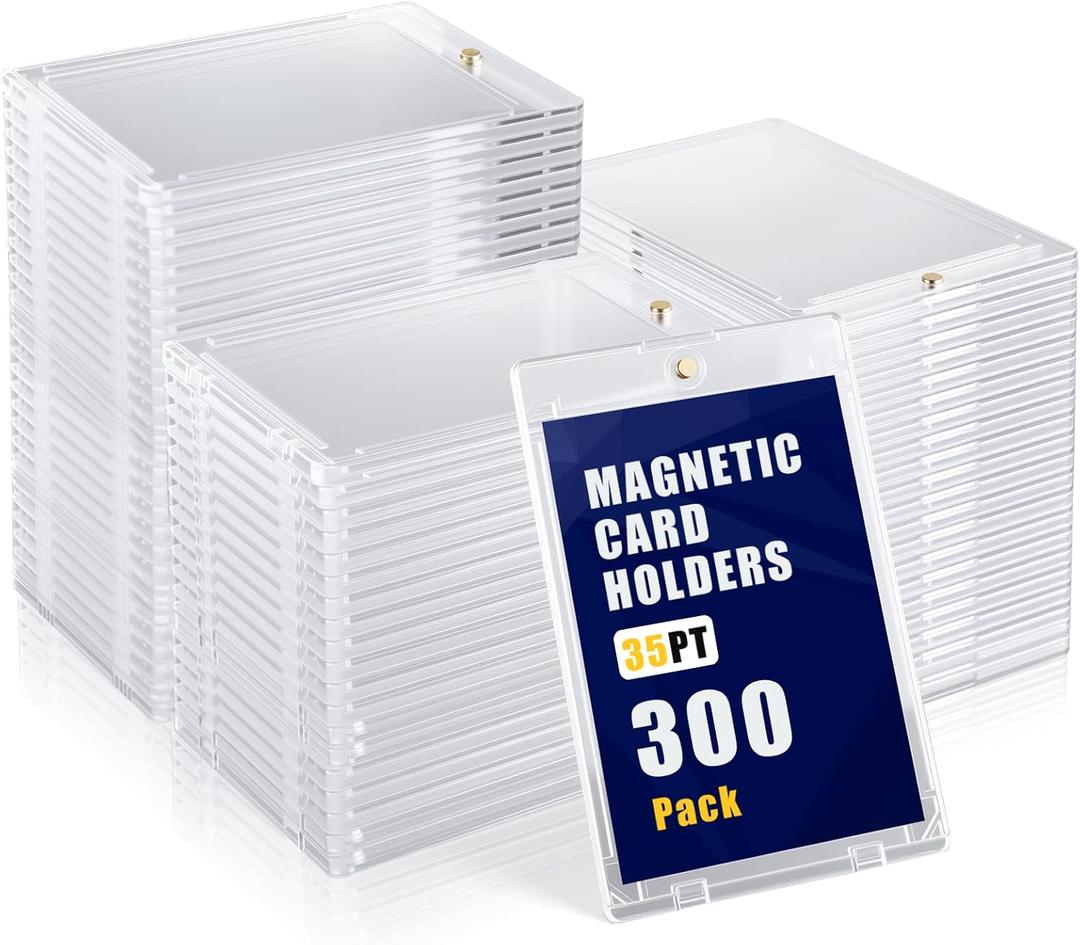 300ct Magnetic Card Holder 35pt Hard Plastic Trading Card Protectors U-V Protection Magnetic Display Case for Baseball Sports