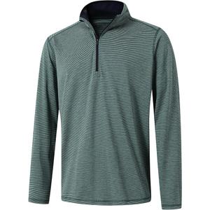 Quarter Zip Pullover Men Performance Dry Fit Stripe Mock Neck Midlayer Golf 1/4 Zip Pullover Mens Sweatshirt, M
