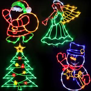 16" Christmas Window Silhouette Lights - 4 Pack Colour Lighted Christmas Tree  Snowman  Angel  Santa for Holiday Indoor and Outdoor Wall Door Window Decorate