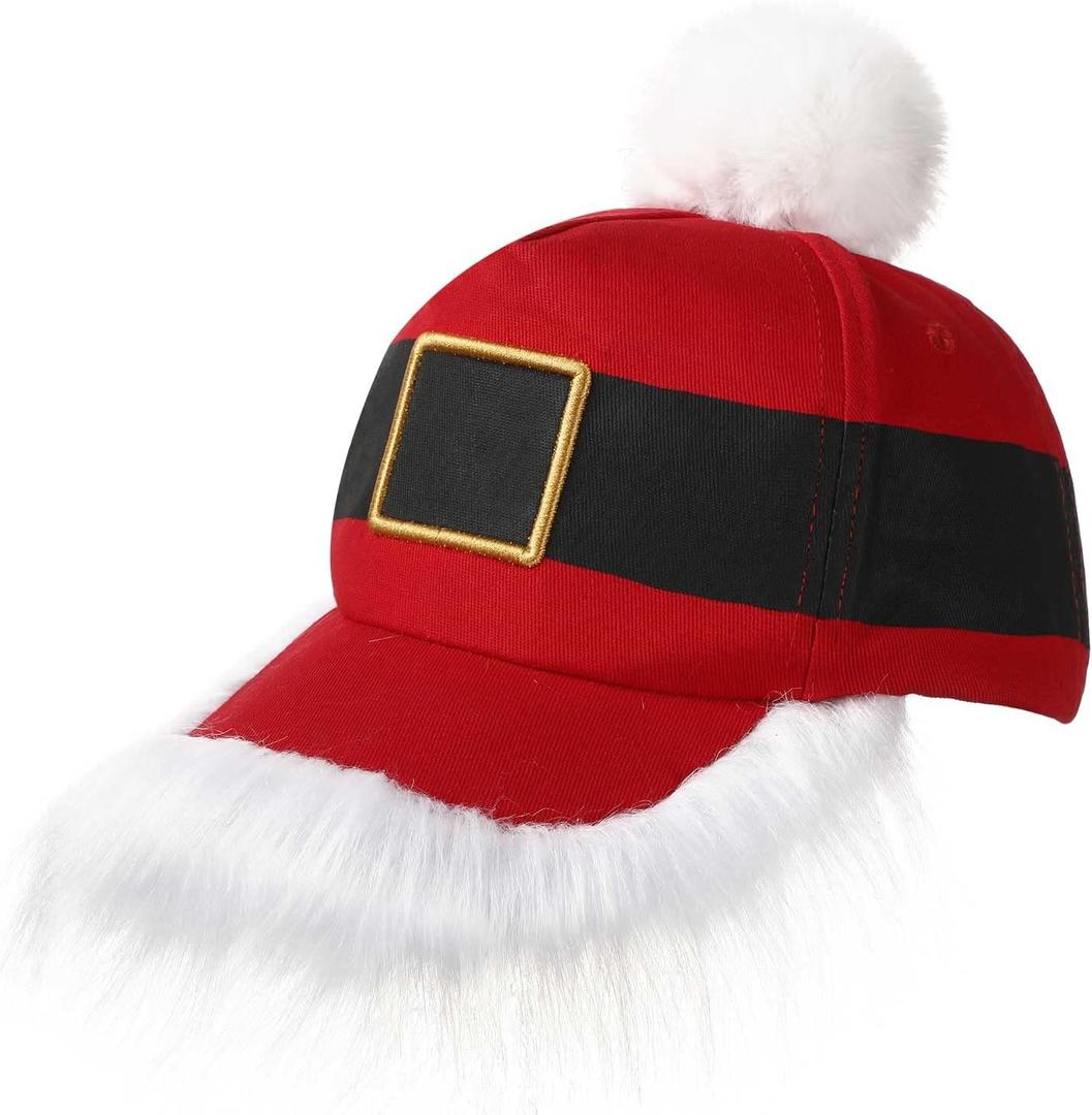 Vabean Christmas Santa Baseball Hat Unisex Christmas Vintage Hat Baseball Cap with Pom Ball Adjustable Cap for Men Women