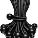 Heavy Duty Bungee Cords with Balls, 6 Inch Elastic Tie Down Straps for Outdoor Use, Ideal for Camping, Travel, Luggage, and More 50 Pack, Black
