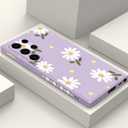 for Samsung Galaxy S23 Ultra Case, Butterfly Flowers Anti Slip Shockproof Soft Silicone Protector Phone Cover for Galaxy S23 Ultra, Daisy Purple