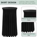 BDDC Cocktail Table Covers - 2 Pack 24"x 43" Black Cocktail Table Tablecloth with Natural Wavy Round Skirt for Bar Wedding Party Banquet