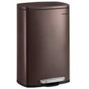 SONGMICS 13 Gallon (50 L) Trash Can, Stainless Steel Kitchen Garbage Can, Recycling or Waste Bin, Soft Close, Step-On Pedal, Removable Inner Bucket, Brown ULTB50BR