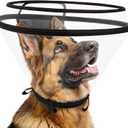 Dog Cone Collar After Surgery, Extended Dog Recovery Cone to Stop Licking Wounds, Transparent Soft Elizabethan Collar for Dogs, Adjustable Pet Cone with Elastic Neck Loops, L (13.75"-16.5")