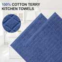Homaxy Premium Cotton Kitchen Towels 16"x 28", Large Natural Ring Spun 390 GSM Dish Towels, Super Absorbent Terry Kitchen Hand Towels, Soft Tea Towels with Hanging Loop, Pure Navy Blue Design, 6 Pack