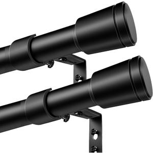 1 Diameter Black Curtain Rods for Windows, 2 Pack 30-90 Inch Heavy Duty Window Rods, Long Adjustable Curtain Rod, Fits Most Standard Windows, Suitable for Bedroom, Living Room, Farmhouse