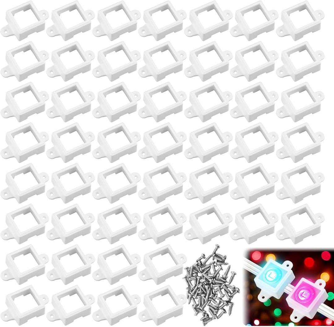 50Pcs Mounting Brackets Outdoor LED Light Clips with Screws Waterproof Compatible with Govee Non-Pro Version Model H705 RGBIC for Wood Steel Siding White