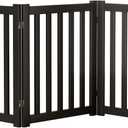 3-Panel Solid Wood Dog Gate - Freestanding Folding Pet Gate for Doorways, Stairs, Indoor, 24" Height, No Installation Needed, Black