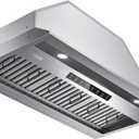 VIKIO HOME Range Hood Insert 36Inch,Built-in Kitchen Hood with 980 CFM, Ducted/Ductless Convertible Duct,Stainless Steel Kitchen Vent Hood/Gesture/Touch Control, 2 Pcs Baffle Filters with Handlebar
