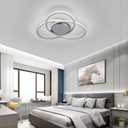 MADEM Modern Flush Mount Ceiling Light - 23.6'' Dimmable LED Chandelier for Bedroom, Living Room, Dining Room,3040LM 38W, Silver