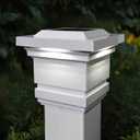 Classy Caps SL074W 4x4 Classy Solar Post Cap - White – High-Performance Solar LED Lights, Durable PVC (Vinyl) Construction, Weather-Resistant, Ideal for Outdoor Posts, Warn & Cool Light Modes
