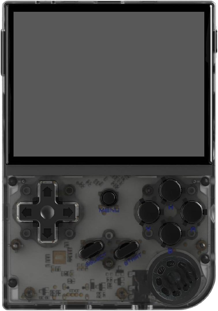 RG35XX 2024 New Updated Portable Game Console with 3.5 Inch IPS Screen Built-in 5470+ Games Linux System, Handheld Video Games Support Gamepad and HDMI TV Output, Retro Game Gift (Transparent Black)