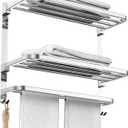 CAXIMSY 22.8Inch Towel Rack for Bathroom and Lavatory Towel Hanger with Wall Mount Towel Bars 304 Stainless Steel No Drill (Collapsible Towel Rack)