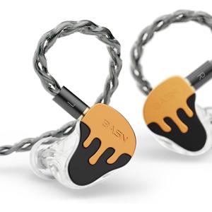 BASN BmasterX in Ear Audio Monitor, Hybrid 6 Drivers IEM Earphones with Crystal Clear Sound, Detachable Cable Plus Carrying Case Fit Kit for Musician, Stage, Studio (3.5mm & 4.4mm Jack, Orange/Black)