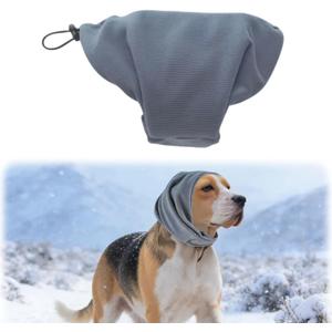 Dog Calming Hoodie with Noise Canceling Ear Muffs - No Shake Ear Wrap for Anxiety Relief, Fireworks & Thunder, Grooming & Force Drying, Head Cover for Hematoma Prevention, Comfort Fit, Grey (Medium)