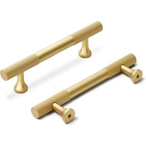 homdiy 20 Pack Cabinet Handles Brushed Gold Cabinet Pulls 3 Inch Hole Center Drawer Pulls Modern Bar Dresser Handles for Bathroom Kitchen Bedroom