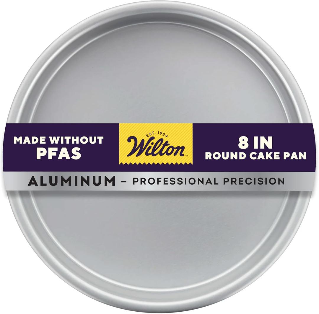Wilton Aluminum Round Cake Pan, Durable Anodized Bakeware for Tiered & Layered Cakes, Even Heating, Rust-Resistant, Professional Cake Baking Pans, 8 x 2 in (1 Count (Pack of 1), Silver)