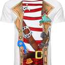 DANGCOS Pirate Shirt,Men's Graphic Tees for Costume Halloween,Cosplay,Pirate-Themed Parties (L)