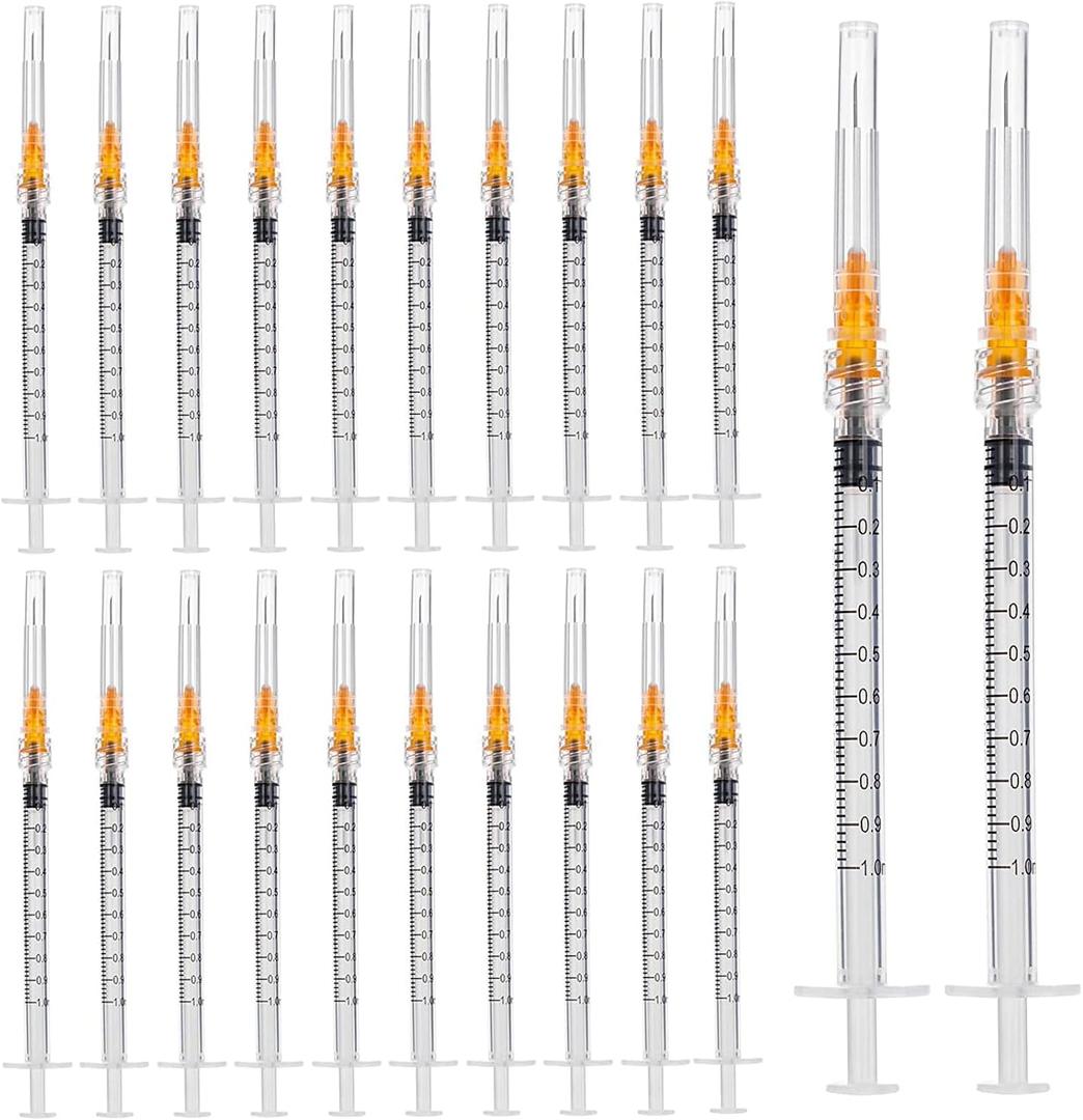 Disposable 1ml Syringe with 25Ga 1.0 Inch Needle, Individual Package pack of 100