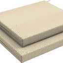 LVTXIII Outdoor Seat Cushions Seasonal Replacement Chair Cushions, Patio Chair Pads with Ties for Dining Chairs and Garden Furniture, (Square Back, 18.5"x16"x2", 2 Pack, Strip Beige) (Set of 2)