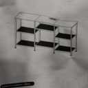 TV Stand for 55 Inch TVs, Entertainment Center with Movable Shelf Panels, Power Outlet and LED Lights Open Storage Shelves, TV Media Console Table for Living Room and Bedroom, Black