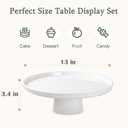 13 Inch Ceramic Cake Stand with Pedestal - White Round Cake Plate for Dessert Table Display, Elevated Cupcake Stand for Wedding, Birthday, Baby Shower, Tea Party, Holiday Entertaining