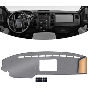 KEYOOG Dashboard Cover Dash Mat Fit for 2014-2009 Fo-rd F-150 (Without HUD Models),Car Dash Board Mat Anti-Glare Carpet,Non-Slip Pad Sunshield Protector (Grey) 