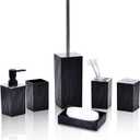 Bathroom Accessory-6Pcs Black Bathroom Accessories Set Includes Soap Dispenser, Toothbrush Holder and Cup, Soap Dish, Toilet Brush and Holder, Qtip Holder
