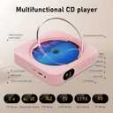MICOCIOUS Portable CD Player with Bluetooth Desktop CD Player for Home CD Music Players with Remote Control,Timer,Built-in Dual Speakers with LED Display Home Audio Boombox FM Radio (Pink)