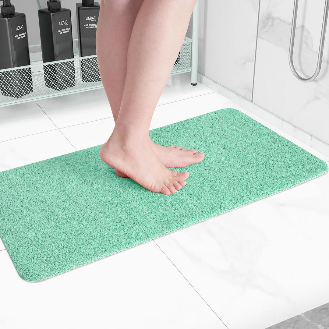 Non-Slip Bathtub Mat, Anti Slip Shower Mat, Fast Drying Bathtub Mats, Foot Scrubber Mat, Anti Slip Mat for Tub, Floor, Bathroom, Kitchen, Home, Hotel (Light Gree 24"×16")