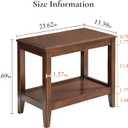 Side Table, Solid Wood Rectangular End Table with Storage Shelf, 2-Tier Coffee Table for Living Room, Rubber Wood Small Sofa Table, Nightstand 19.69 H x 13.39 W x 23.62 D Inches (Walnut)