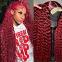34 Inch Deep Wave Lace Front Wigs Human Hair 5x5 HD Lace Front Human Hair Wigs Pre Plucked Brazilian Curly 99J Burgundy 180 Density Glueless Frontal Wigs For Black Women