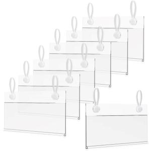 100 Packs 4 x 2.2 Inch Plastic Basket Label Holder, Wire Shelf Ticket Holder with Double Snap Lock Closure, Reusable Price Tag Holder for Supermarket, Pantry, Warehouses, Retail Shop