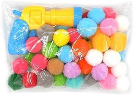 Cat Plush Ball Shooting Gun Relieving Depression Silent Ball Cat Toy Mini Shooting Gun Games Plush Ball Toys Supplies(50 Balls 1 Gun)