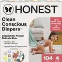 The Honest Company Comfort Dry Disposable Daytime Diapers for Sensitive Skin, Hypoallergenic, Fragrance-Free, Donut Grow Up + Cactus Cuties, Super Club Box, Size 4 (22-37 lbs), 104 Count