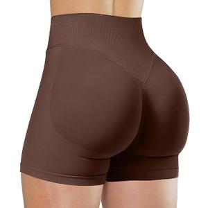 Unthewe Womens Workout Seamless Scrunch Butt Lifting Shorts High Waisted Tummy Control Gym Yoga Shorts Brown Medium