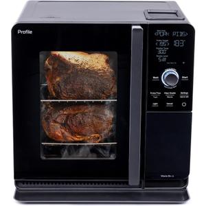 GE Profile Smart Indoor Pellet Smoker, with Active Smoke Filtration, 5 Smoke Control Settings, WiFi Connected, Electric, Countertop BBQ Appliance, Black