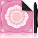 Mahjong Mat,Mahjong Mat for Table with Bag,32.3 x 32.3 Inch Non-Slip Noise Reduction Mah Jongg Mat, Gaming Mat for Mah Jongg,Poker,Board Games, Dominoes,Card Games(Pink)